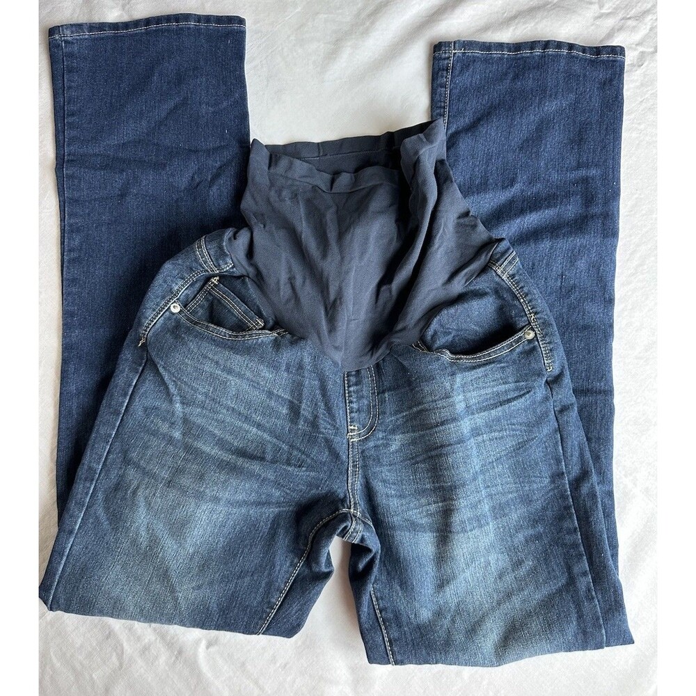 Oh Baby by Motherhood Straight Jeans Blue Medium Wash Stretch 5-Pocket Maternity